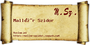 Mallár Szidor névjegykártya